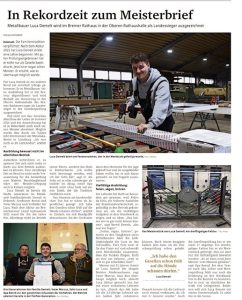 Zeitungsartikel - Luca Demelt Meisterprüfung