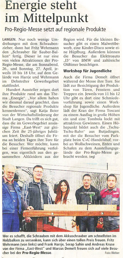 Demelt Energie Nordseezeitung 16.04.2014
