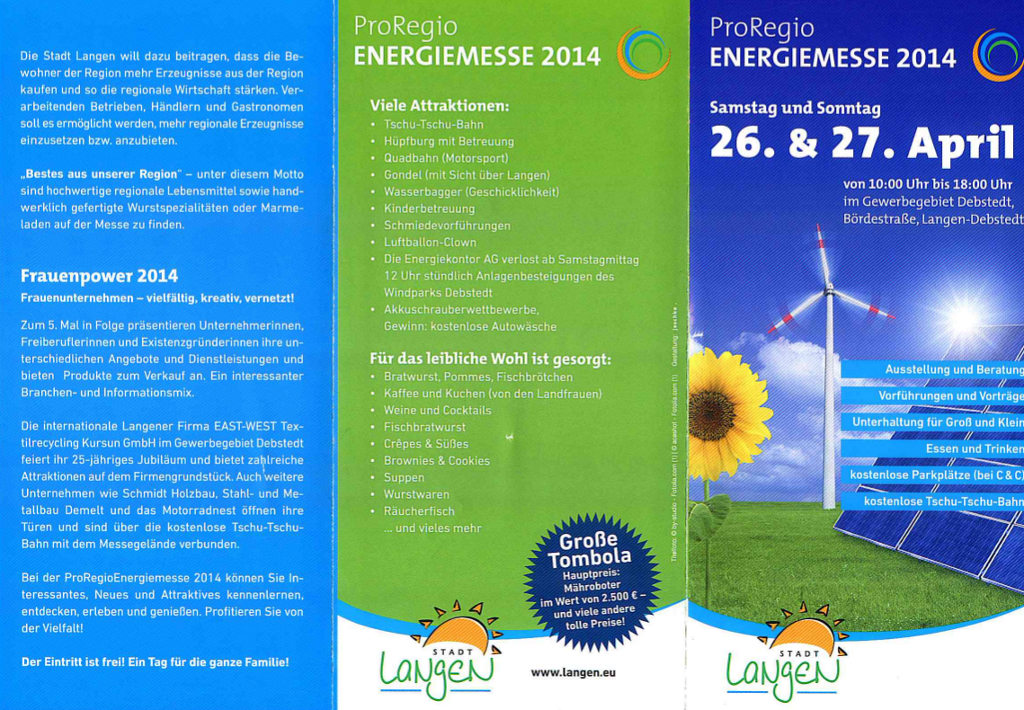 flyer proregio energiemesse 2014